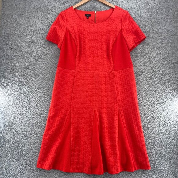 Talbots Dress Womens 14W Plus Orange Sheath Short Sleeve Godet Skirt Textured - Picture 1 of 8